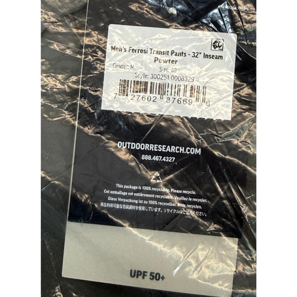 Outdoor Research Ferrosi Transit Pants Men's 32in Inseam Pewter Size 40 - Picture 6 of 6